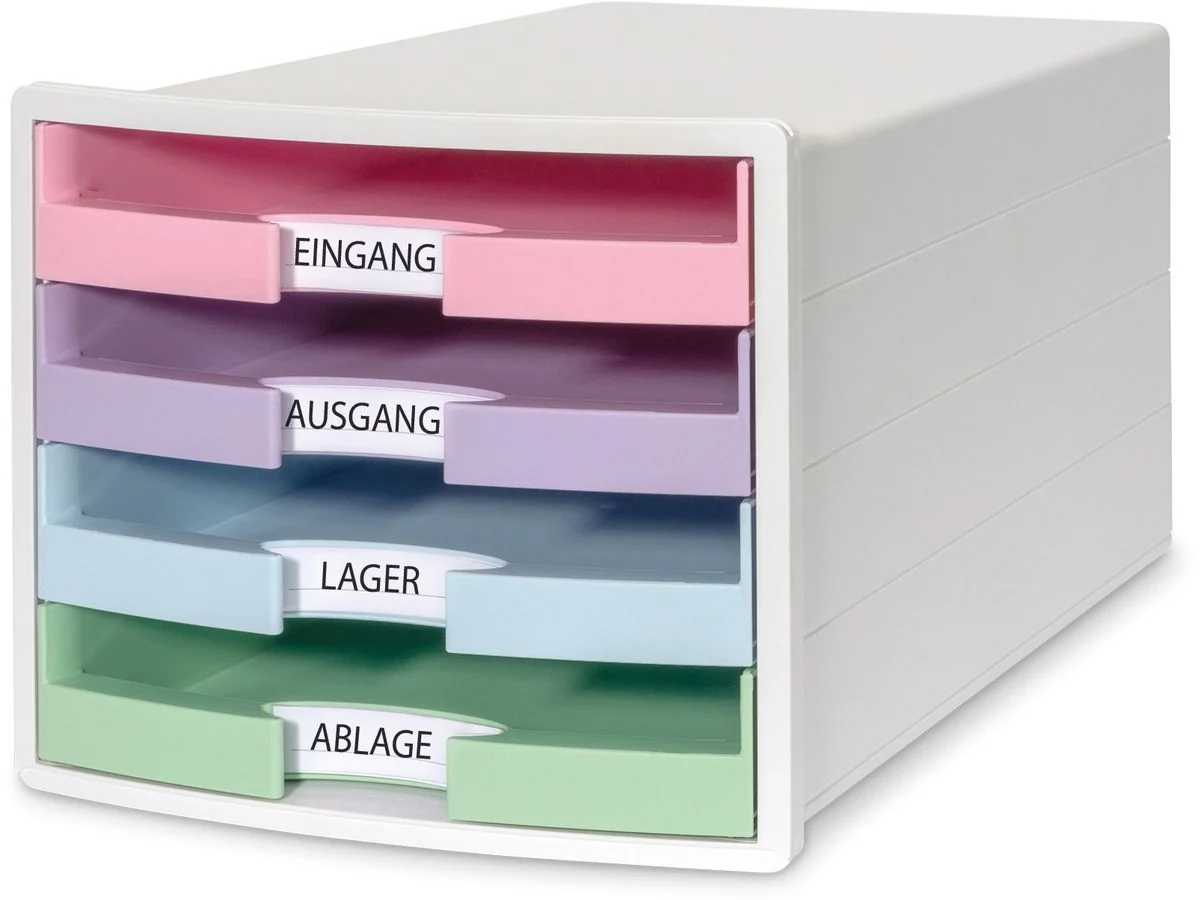 HAN Schubladenbox IMPULS, 4 offene Schübe, weiß/pastell, weiß / pastellfarben (EAN: 4012473120129)