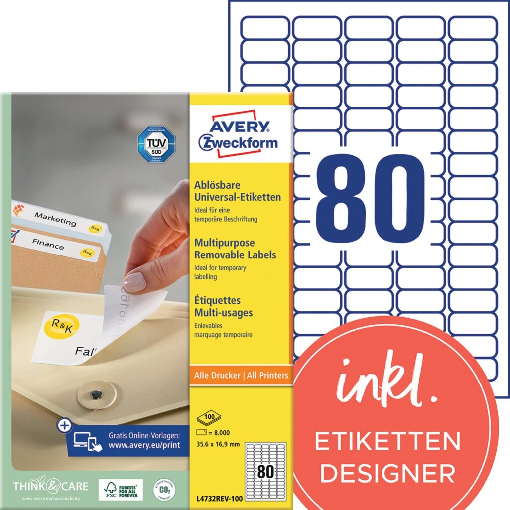 AVERY Zweckform Universal-Etiketten, 35,6 x 16,9 mm, weiß (EAN: 4004182433287)