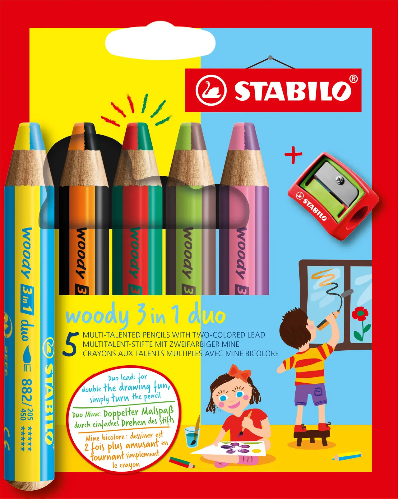 STABILO Multitalentstift woody 3 in 1 duo, 5er Kartonetui (EAN: 4006381573443)