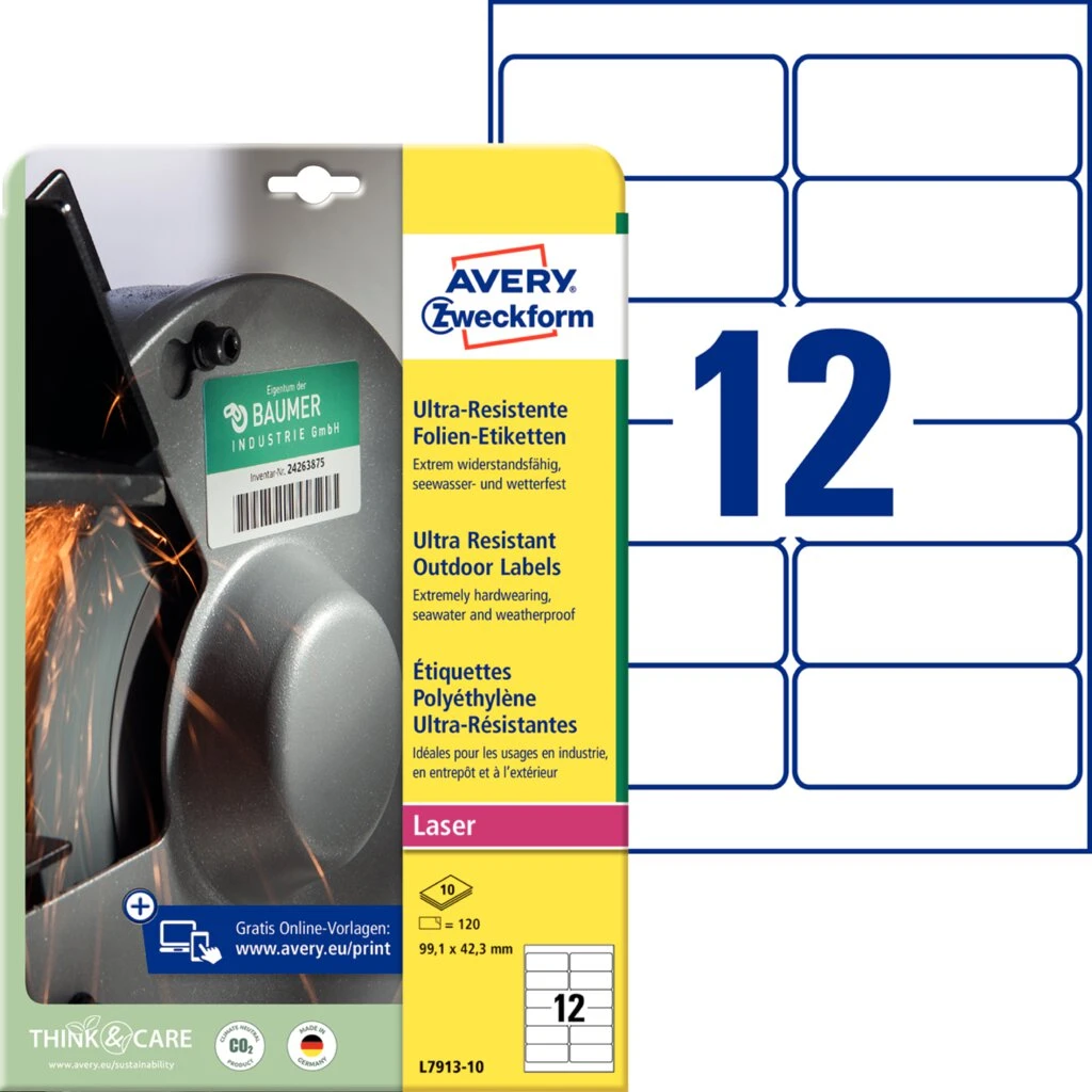 AVERY Zweckform Ultra-Resist. Folien-Etiketten, 99,1x42,3 mm (EAN: 4004182068069)