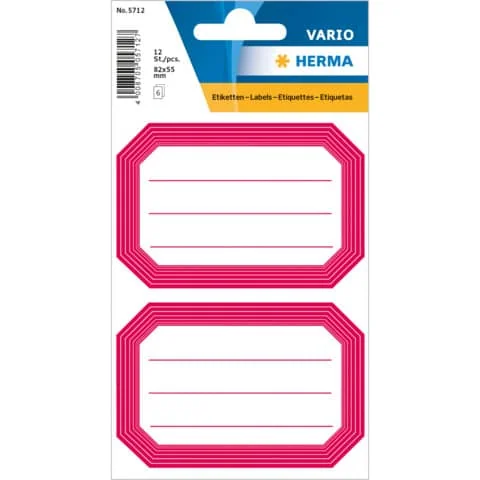HERMA Buchetiketten, rote Randgestaltung, 82 x 55 mm (EAN: 4008705057127)
