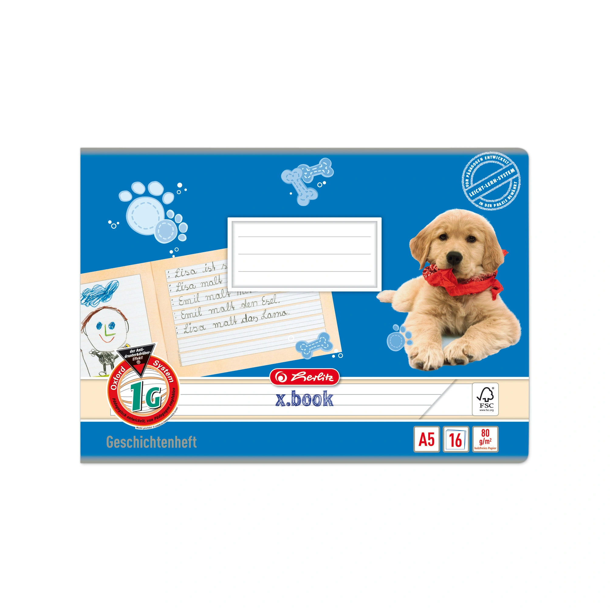 herlitz Geschichtenheft x.book, DIN A5 quer, Lineatur 1G (EAN: 4008110045580)