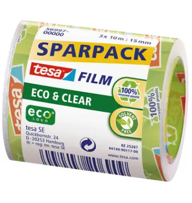 tesa Film Eco & Clear SPARPACK, transparent, 15 mm x 10 m (EAN: 4042448206909)