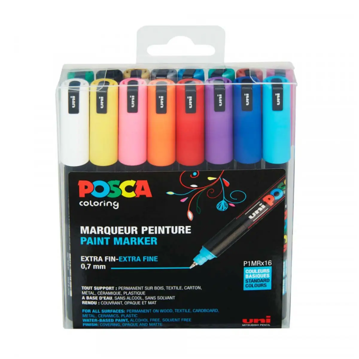 POSCA Pigmentmarker PC-1MR, 16er Box, farbig sortiert (EAN: 3296280019833)