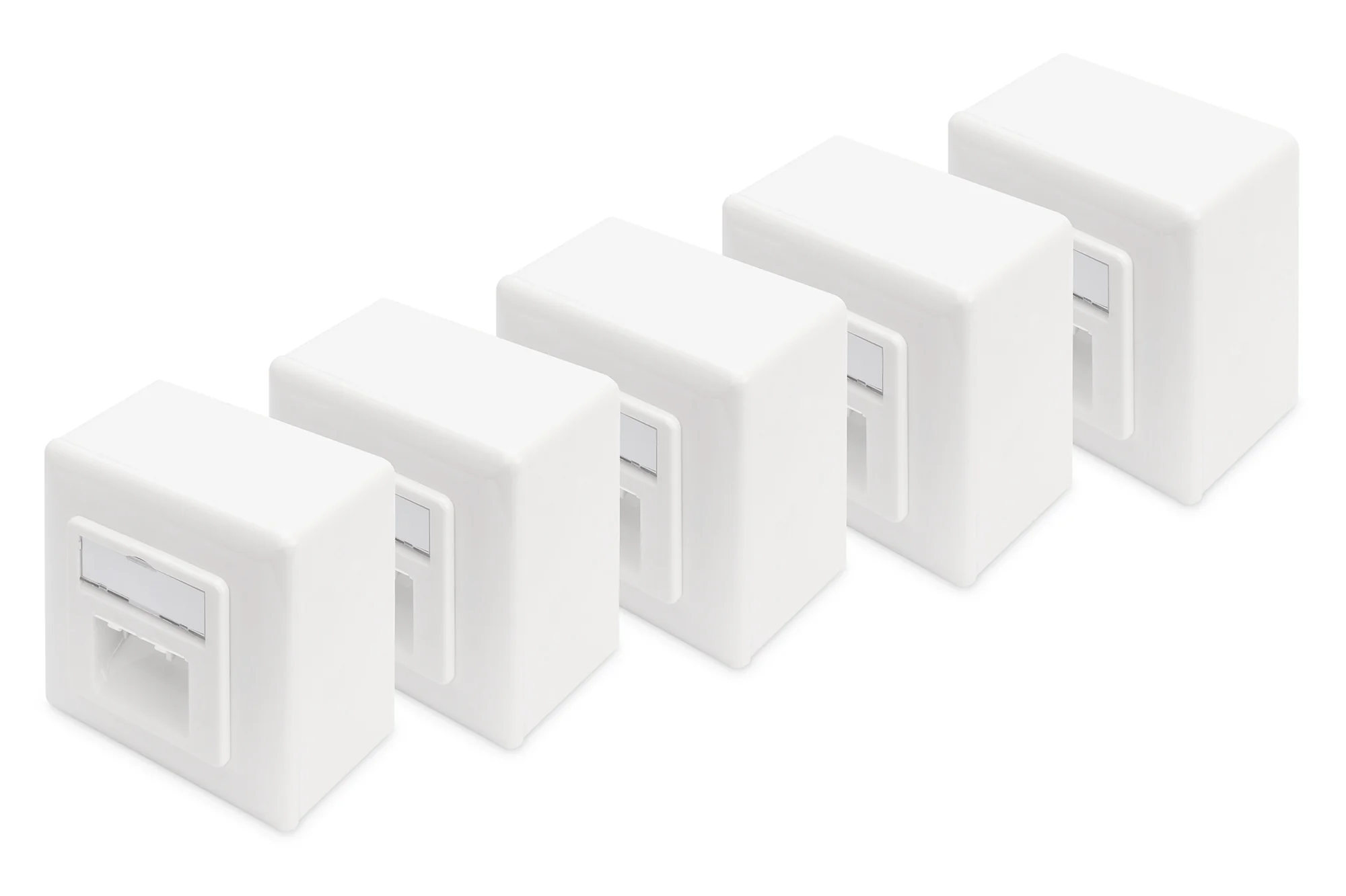 DIGITUS Aufputzdose Kat.6, Klasse E, 2 x RJ45, geschirmt, reinweiß (RAL 9010) (EAN: 4016032175742)