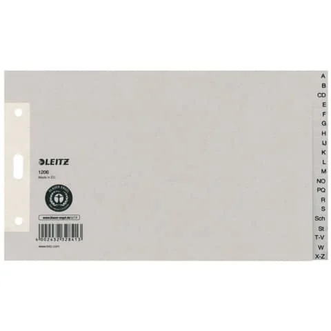 LEITZ Tauenpapier-Register, A-Z, A5 quer, 20-teilig, grau (EAN: 4002432328413)