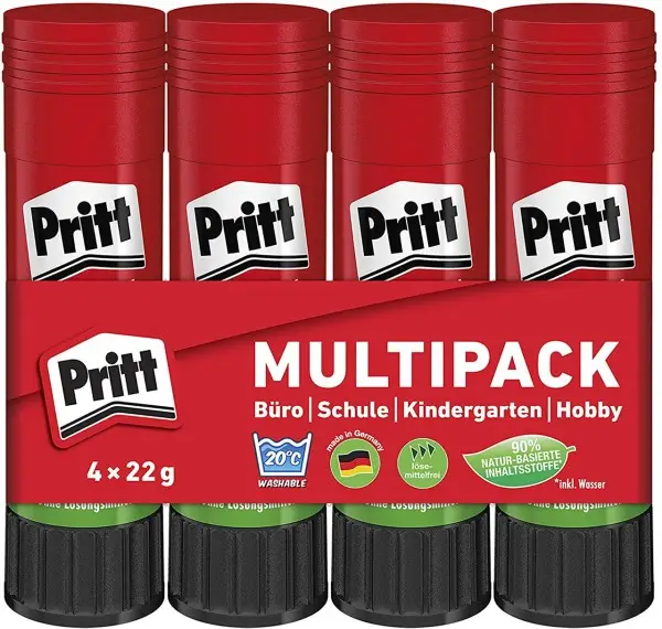 Pritt Klebestift 4 x 22 g im Spar-Pack, lösemittelfrei (EAN: 4015000462761)