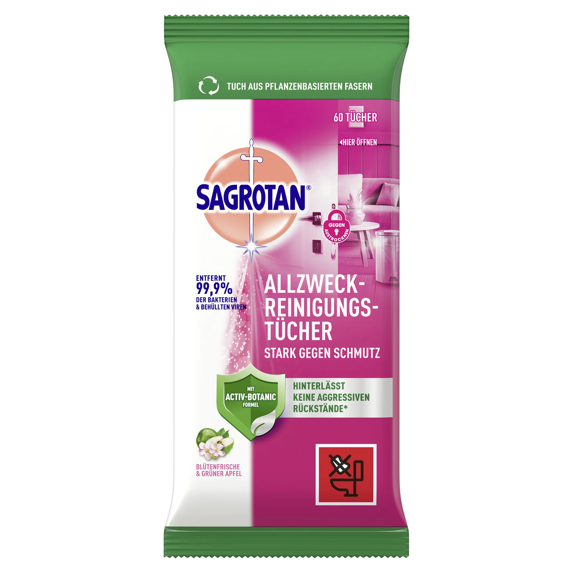 SAGROTAN Allzweck-Reinigungstücher Blütenfrische & grüner (EAN: 4002448107637)