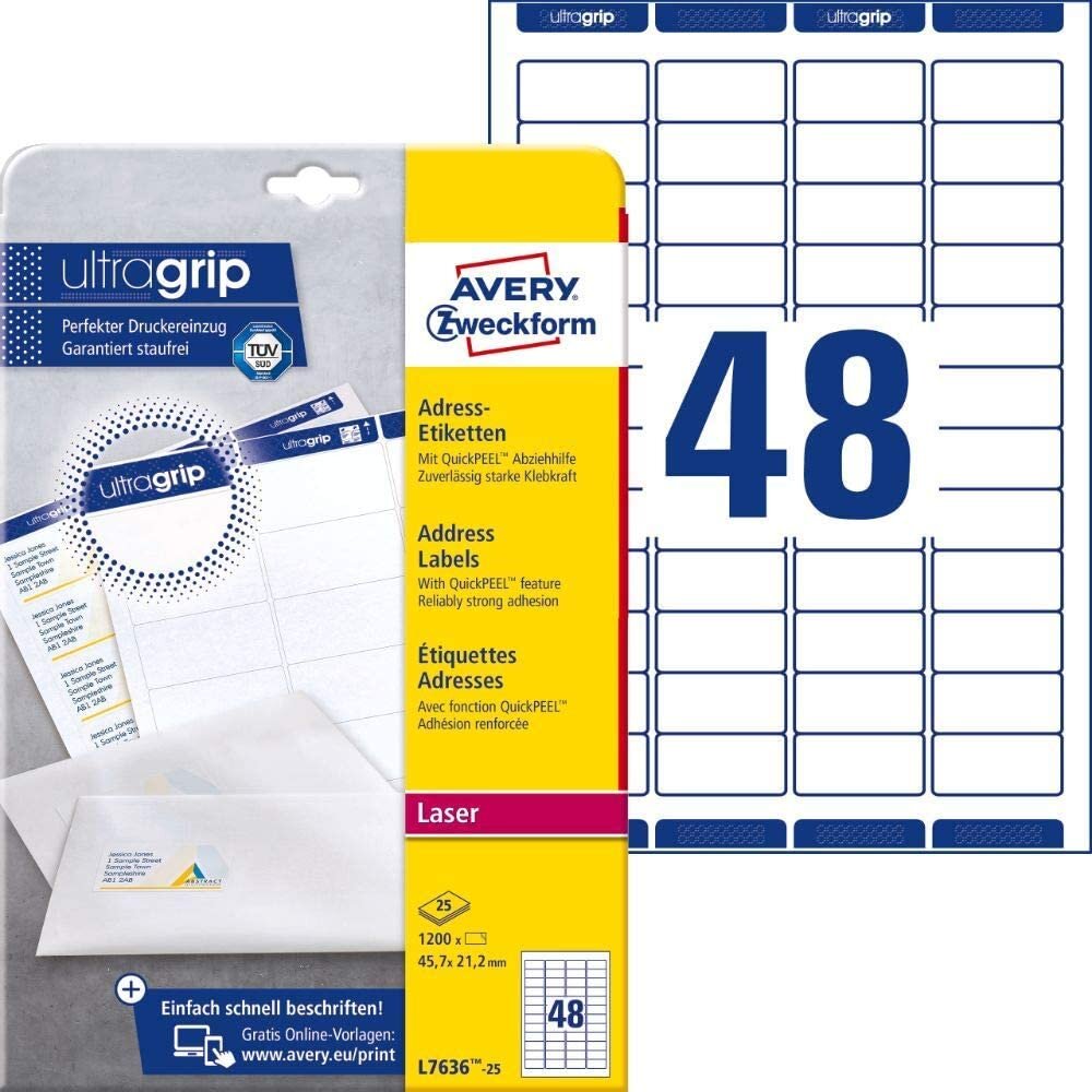 AVERY Zweckform Adress-Etiketten, 45,7 x 21,2 mm, weiß (EAN: 4004182609255)