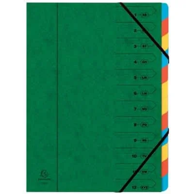 EXACOMPTA Ordnungsmappe, DIN A4, Karton, 12 Fächer, grün (EAN: 3130630541233)