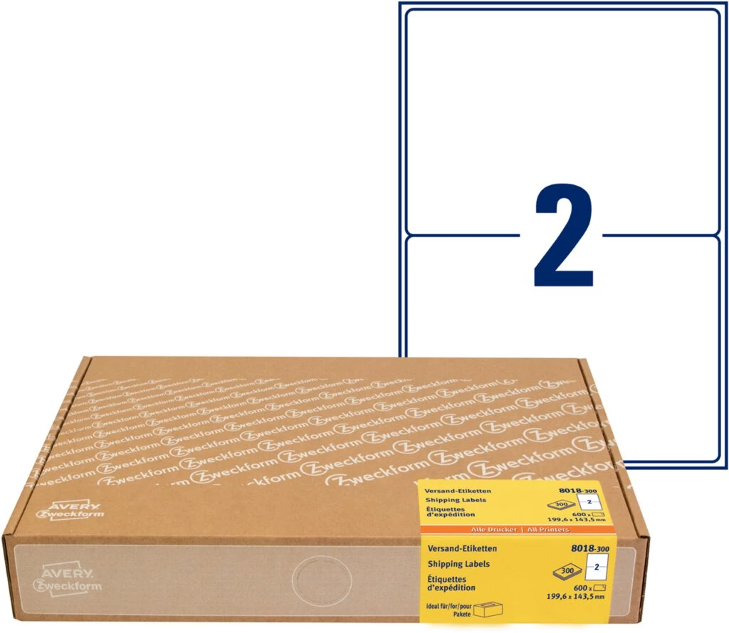 AVERY Zweckform Versand-Etiketten, 199,6 x 143,5 mm, weiß (EAN: 4004182180181)