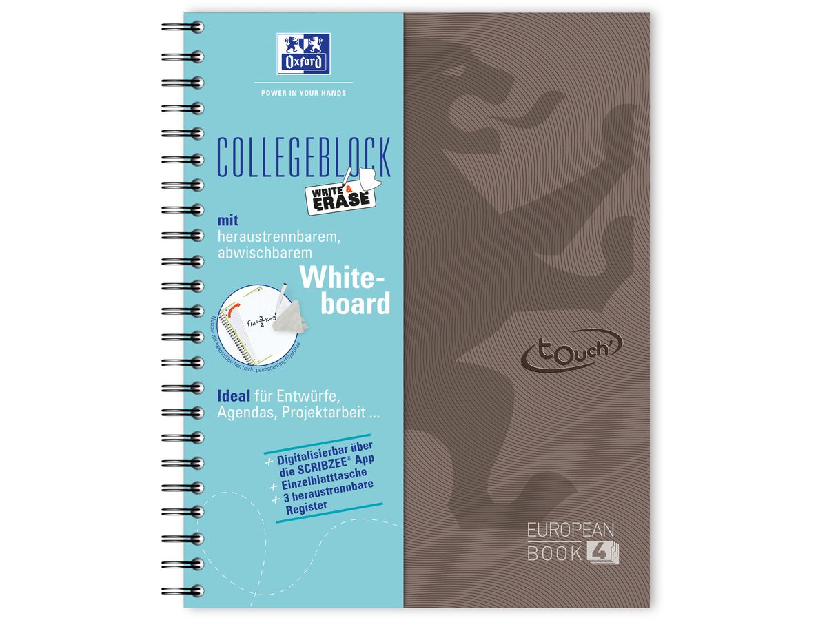 Oxford Touch European Book 4 "Write & Erase", DIN A4+, braun (EAN: 8412771031879)