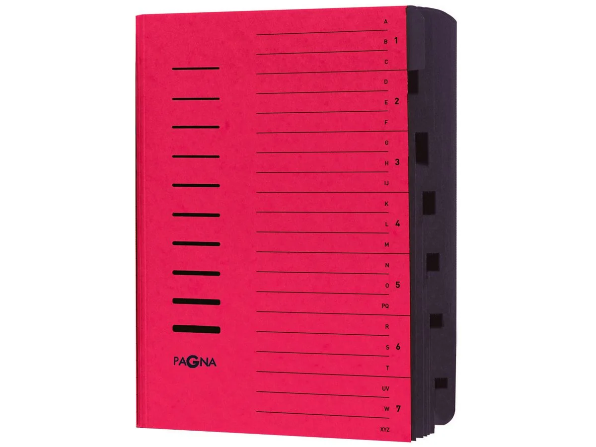 PAGNA Ordnungsmappe, DIN A4, aus Karton, 7 Fächer, rot (EAN: 4013951002128)