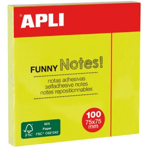 APLI Haftnotizen "FUNNY Notes!", 75 x 75 mm, neongelb (EAN: 8410782118978)
