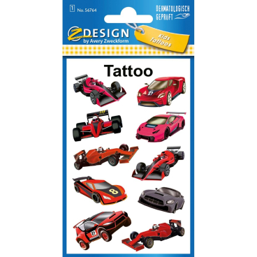 ZDesign KIDS Kinder-Tattoos "Rennautos", schwarz/rot (EAN: 4004182567647)