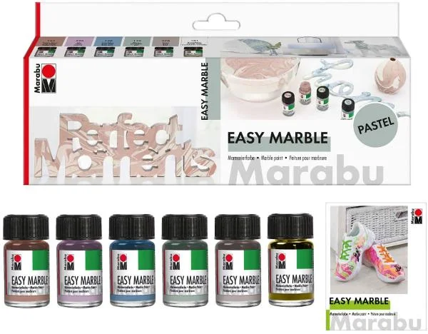 Marabu Marmorierfarbe "easy marble", Set PASTELL, farbig sortiert (EAN: 4007751829580)