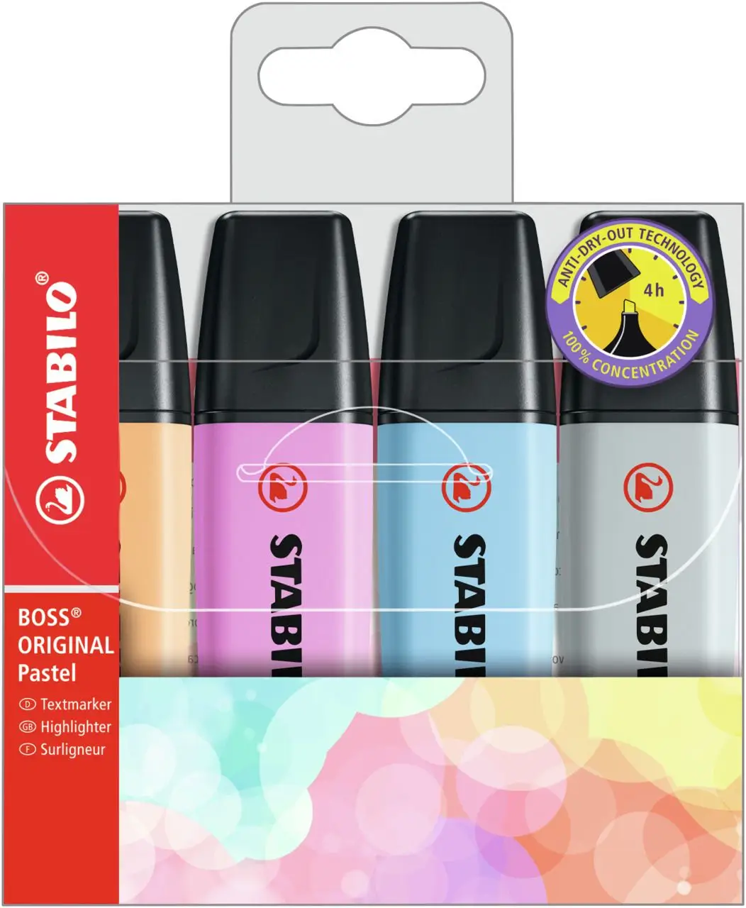 STABILO Textmarker BOSS ORIGINAL Pastel, 4er Kunststoffetui (EAN: 4006381567374)