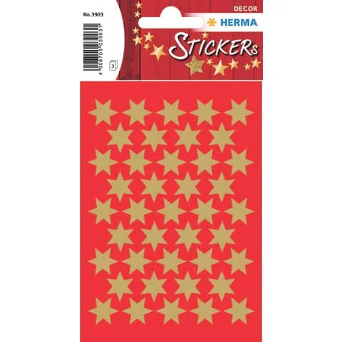 HERMA Weihnachts-Sticker DECOR "Sterne", 14 mm, gold (EAN: 4008705039031)