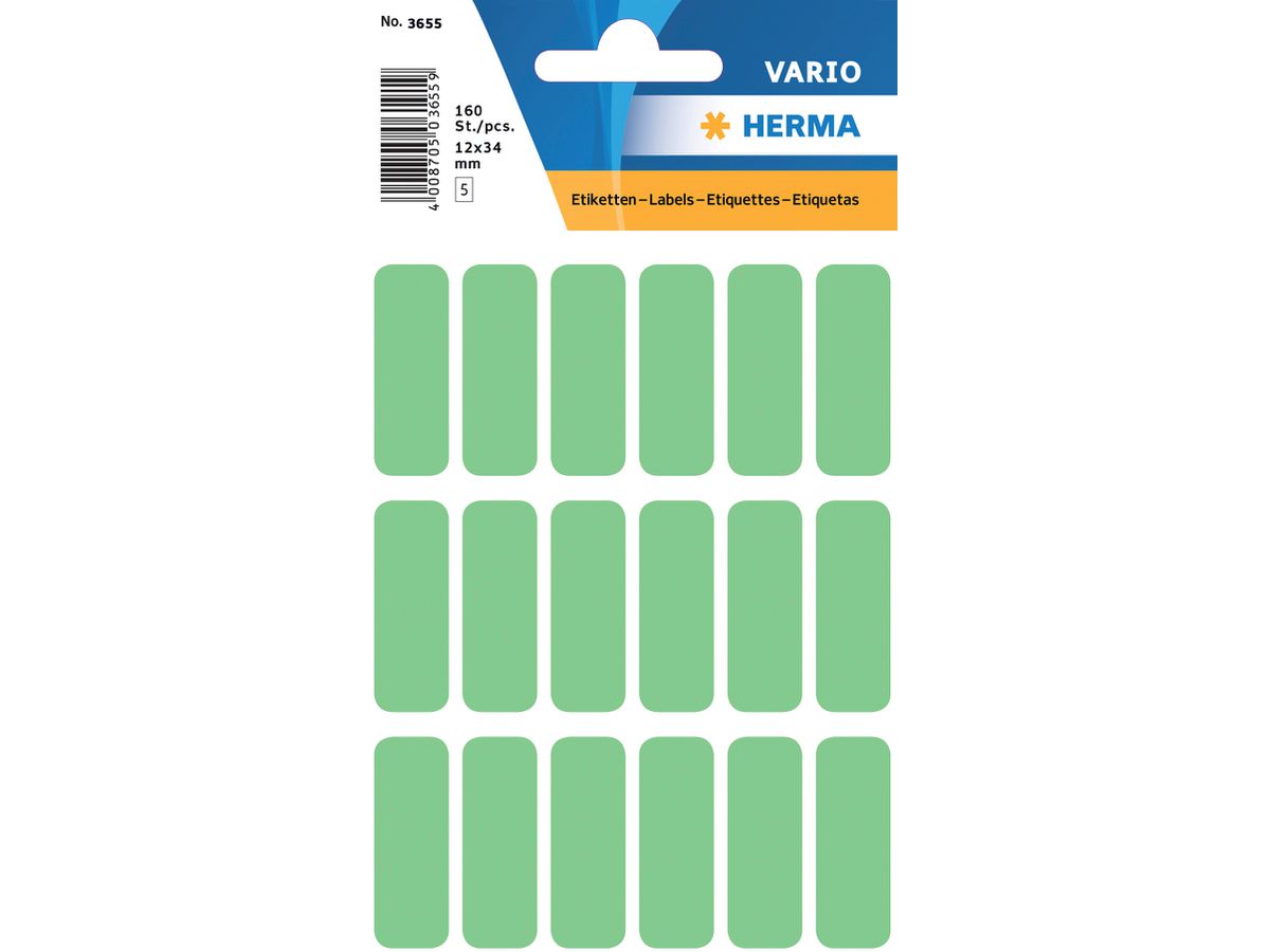 HERMA Vielzweck-Etiketten, 12 x 34 mm, grün, Kleinpackung (EAN: 4008705036559)