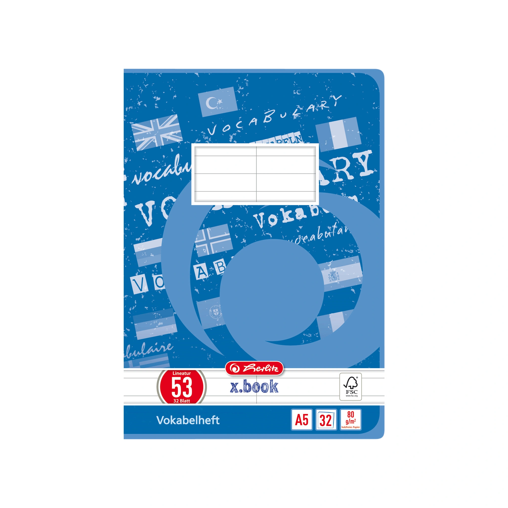 herlitz Vokabelheft x.book, DIN A5, 2-spaltig, 32 Blatt (EAN: 4008110415581)