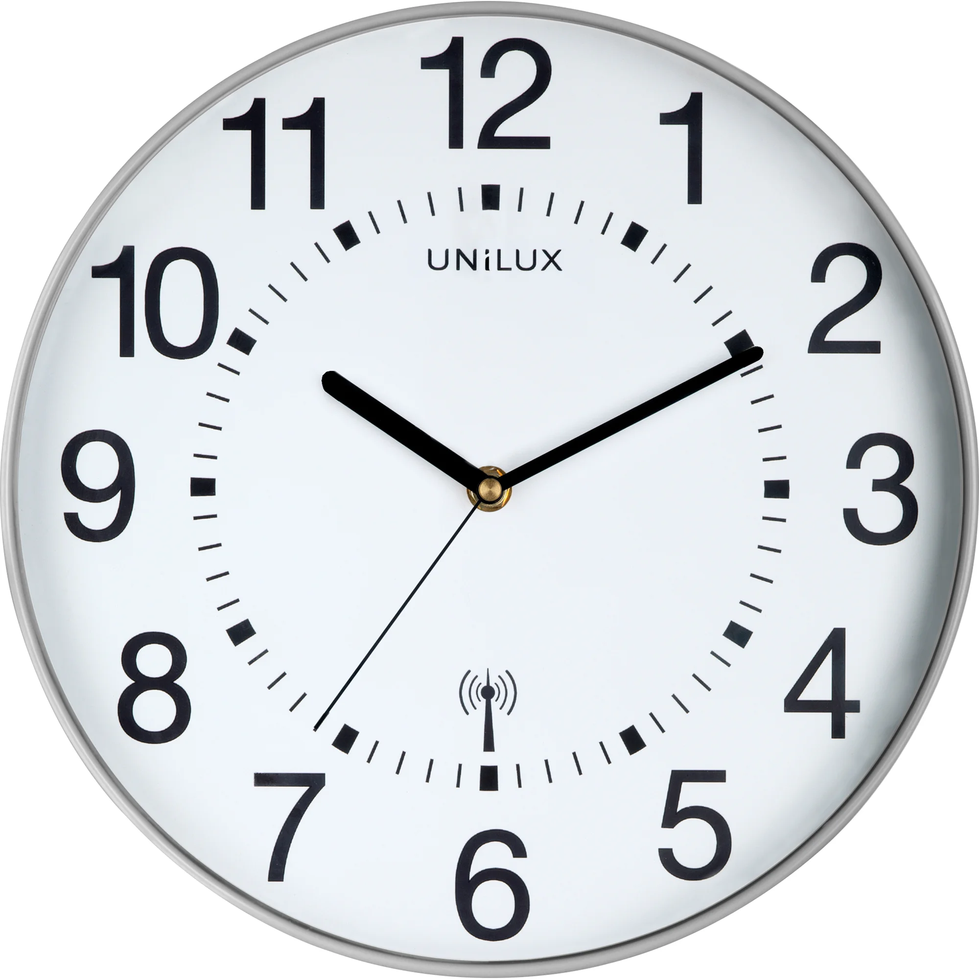 UNiLUX Wanduhr/Funkuhr "WAVE", Durchmesser: 300 mm, silber (EAN: 3595560024445)