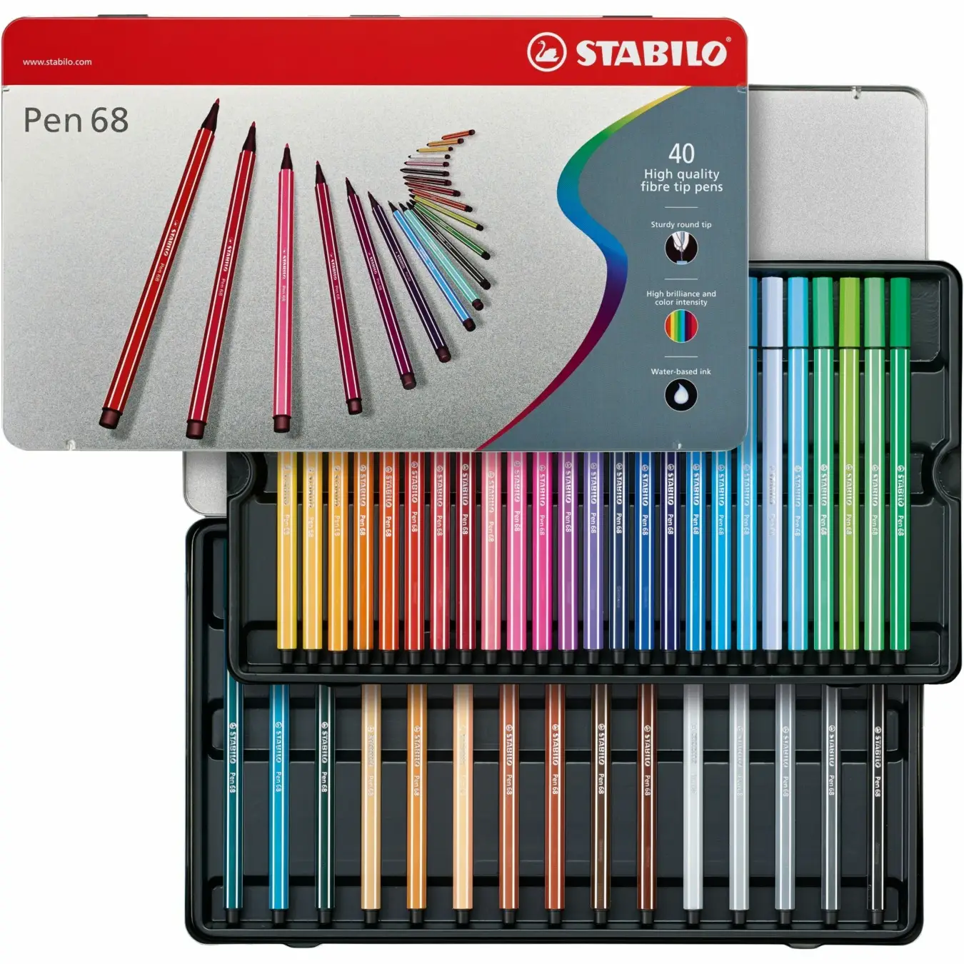 STABILO Fasermaler Pen 68, 40er Metalletui (EAN: 4006381327268)