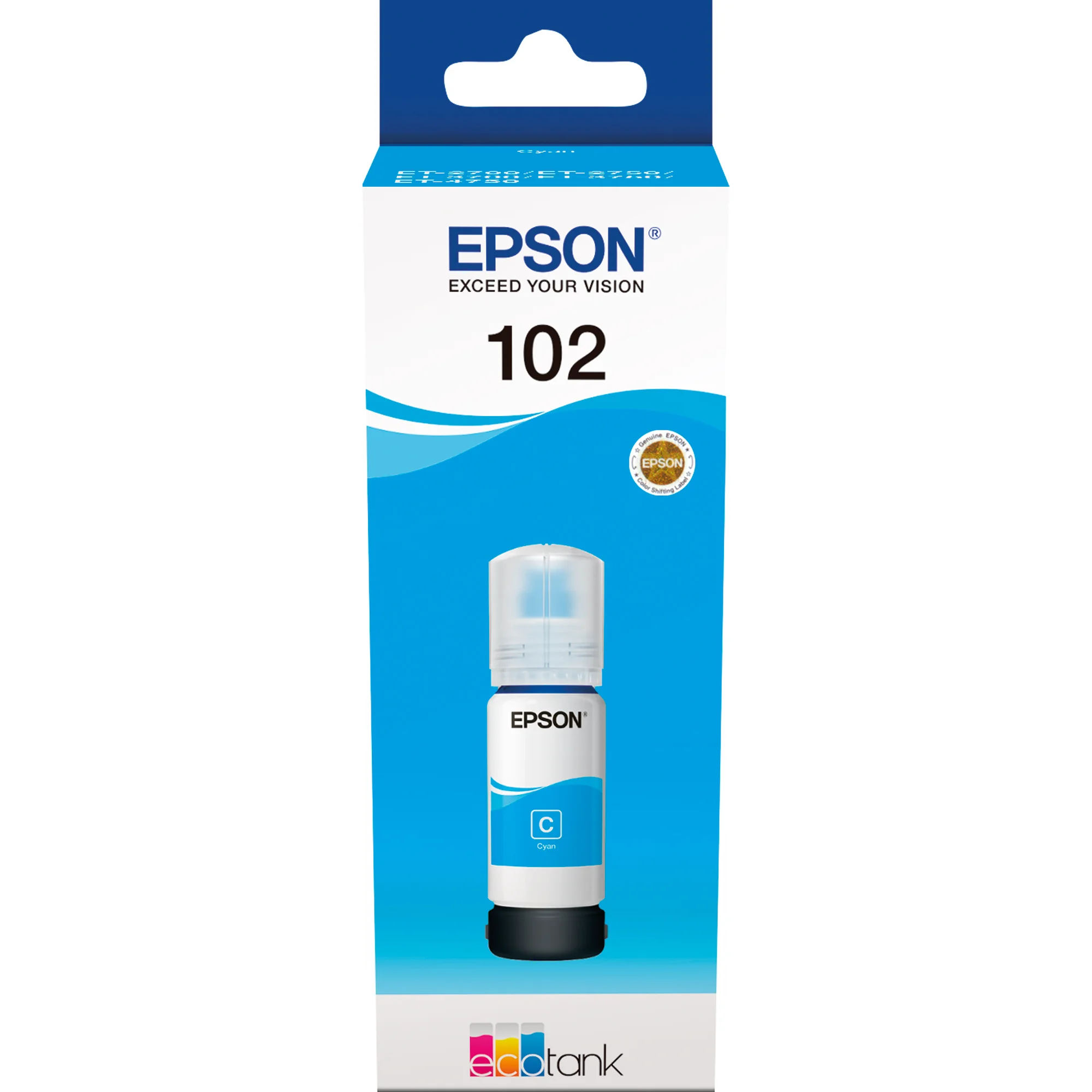 EPSON Tinte 102 für EPSON EcoTank, bottle ink, cyan (EAN: 8715946643359)