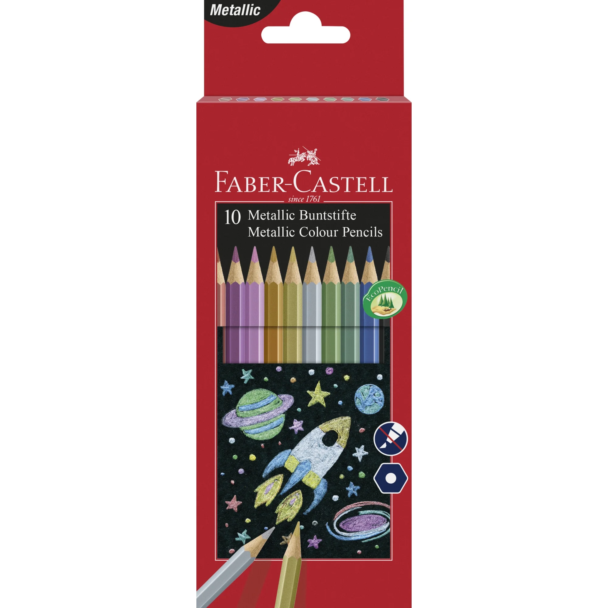 FABER-CASTELL Hexagonal-Buntstifte metallic, 10er Kartonetui (EAN: 4005402015832)