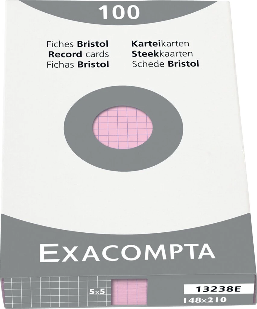 EXACOMPTA Karteikarten, DIN A5, kariert, rosa (EAN: 3130630132387)
