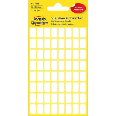 AVERY Zweckform Vielzweck-Etiketten, 13 x 8 mm, weiß, KP (EAN: 4004182030417)