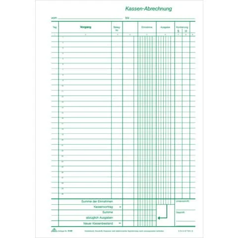 RNK Verlag Kassenbuch, DIN A4, ohne Umsatzsteuererfassung (EAN: 4002871314909)