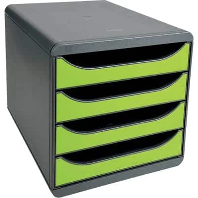 EXACOMPTA Schubladenbox BIG-BOX, 4 Schübe, lemongrün, schwarz/lemongrün (EAN: 9002493423213)