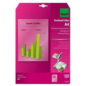 sigel Farb-Laserdrucker-/Kopier-Folie, DIN A4, transparent, transparent klar (EAN: 4004360909535)