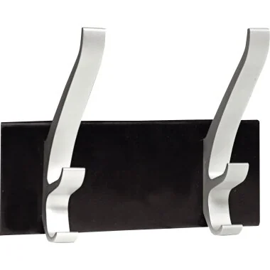 UNiLUX Wandgarderobe "CYPRES", 2 Haken, schwarz / Aluminium (EAN: 3595560009589)