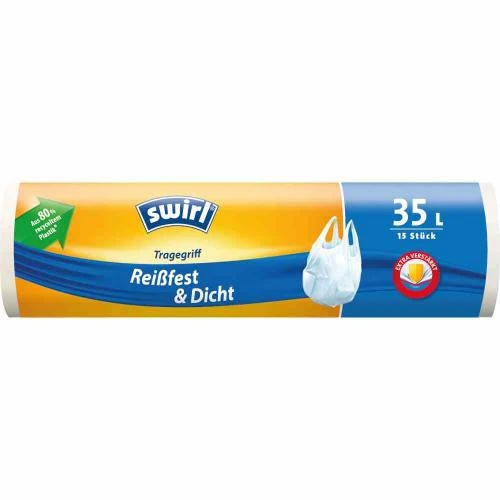 swirl Mülleimerbeutel, mit Tragegriff, weiß, 35 Liter (EAN: 4008871215659)