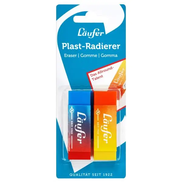 Läufer Kunststoff-Radierer PLAST COLOR, 2er Blisterkarte (EAN: 4006677698256)