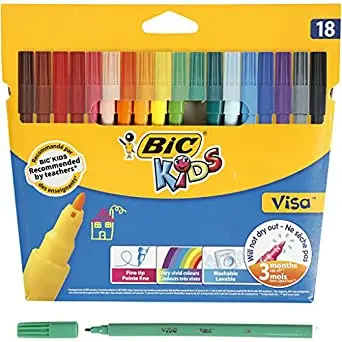 BIC KIDS Fasermaler Visa, 18er Kartonetui (EAN: 3270220002765)