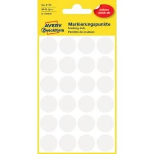AVERY Zweckform Markierungspunkte, Durchmesser 18 mm, weiß (EAN: 4004182031704)