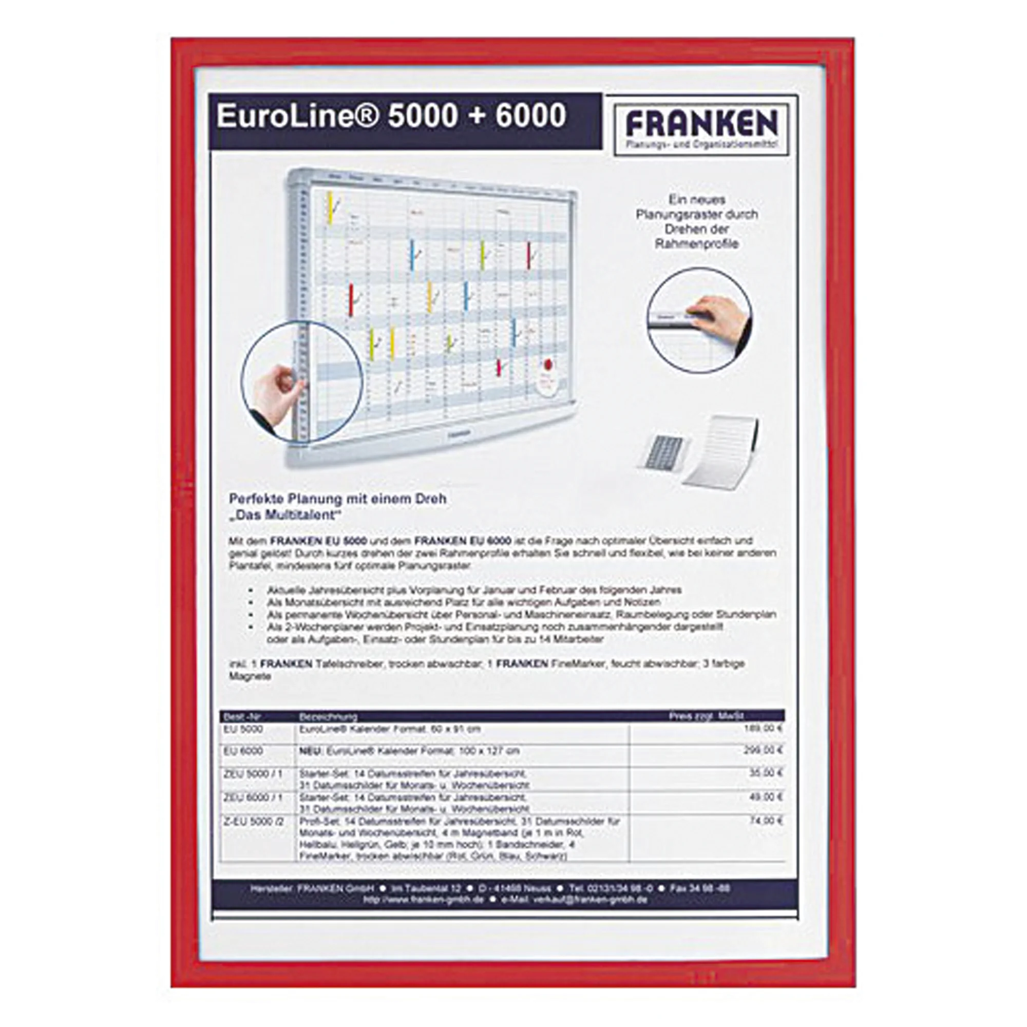 FRANKEN Magnet-Tasche FRAME IT X-tra!Line, DIN A3, rot (EAN: 4016946185332)