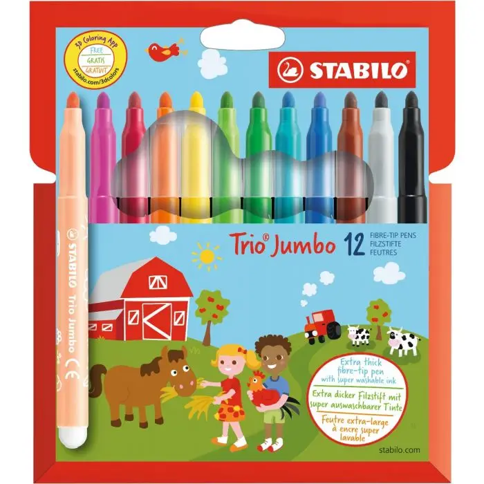 STABILO Fasermaler Trio Jumbo, 12er Kartonetui (EAN: 4006381492560)