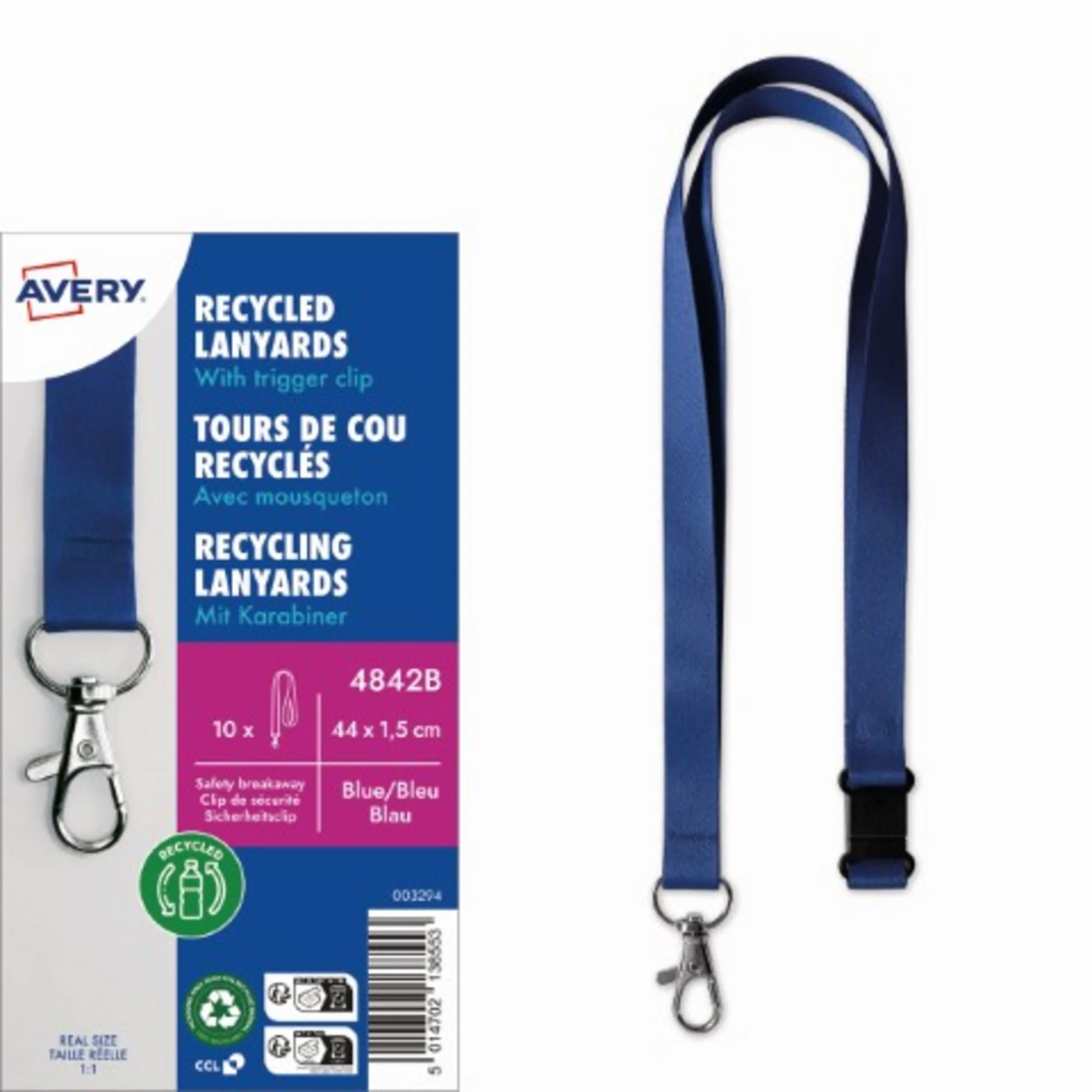 AVERY Textilband / Lanyard, aus rPET, 440 x 15 mm, blau (EAN: 5014702138553)