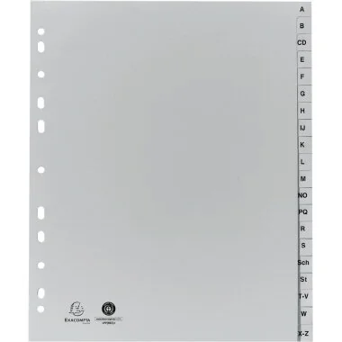 EXACOMPTA Kunststoff-Register, A-Z, DIN A4+, 20-teilig, grau (EAN: 3130634019202)