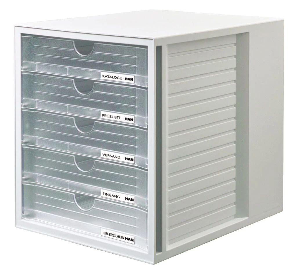 HAN Schubladenbox SYSTEMBOX, 5 Schübe, lichtgrau/klar (EAN: 4012473145054)