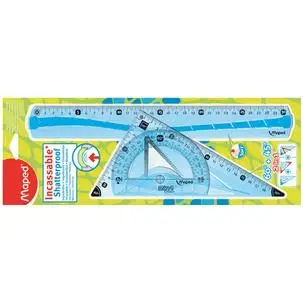 Maped Geometrie-Set Flex, bruchfest, 3-teilig, 4 Funktionen, blau- & grün-transparent (EAN: 3154148971207)