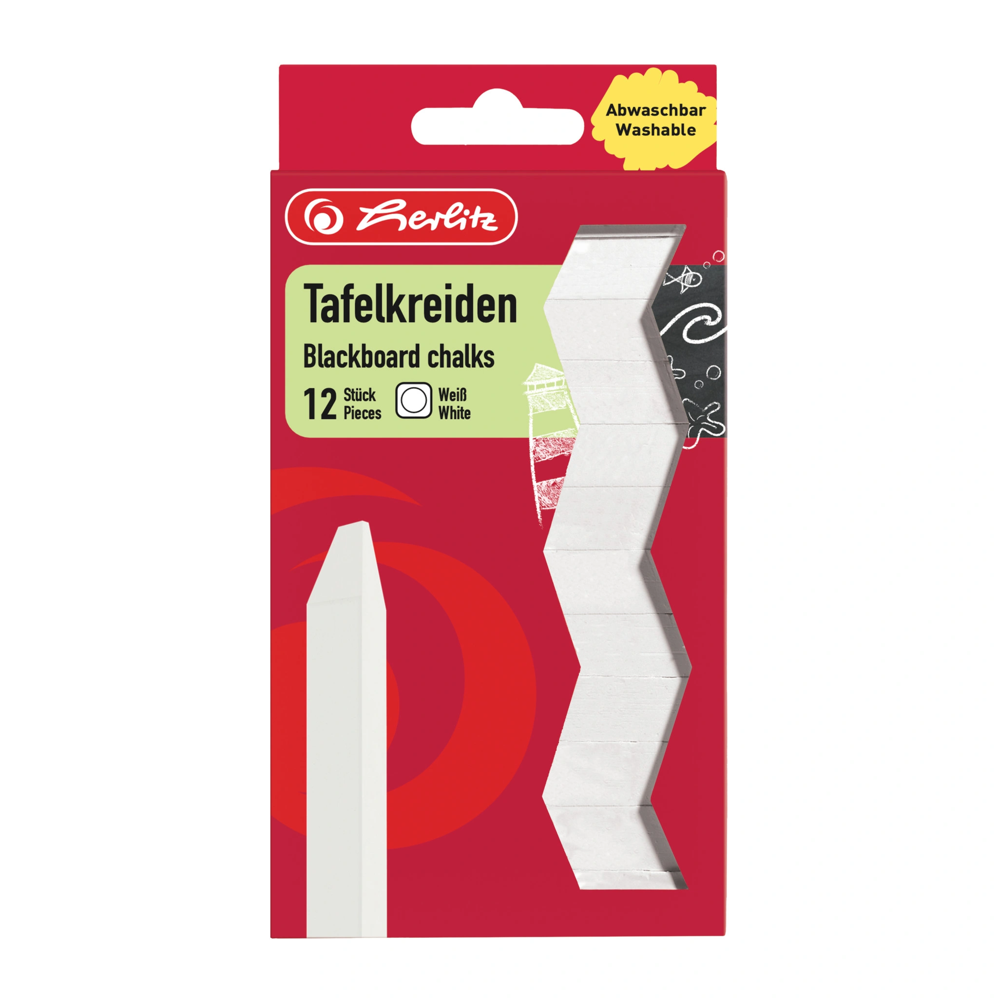 herlitz Wandtafelkreide, weiß, 12er Karton-Etui (EAN: 4008118648103)