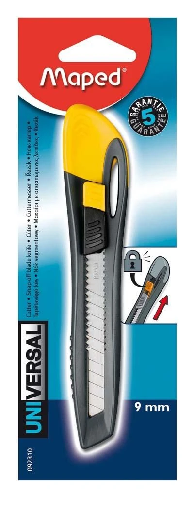 Maped Cutter Universal Kunststoff, Klinge 9 mm, sortiert, blau, rot und gelb (EAN: 3154140923105)