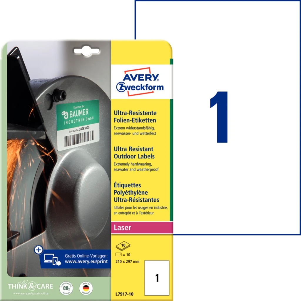 AVERY Zweckform Ultra-Resist. Folien-Etiketten, 210x297 mm (EAN: 4004182068021)