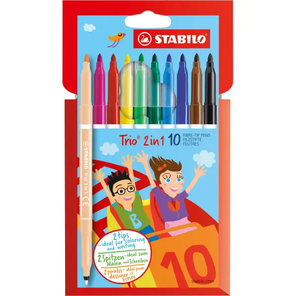 STABILO Fasermaler/Fineliner Trio 2in1, 10er Kartonetui (EAN: 4006381361729)
