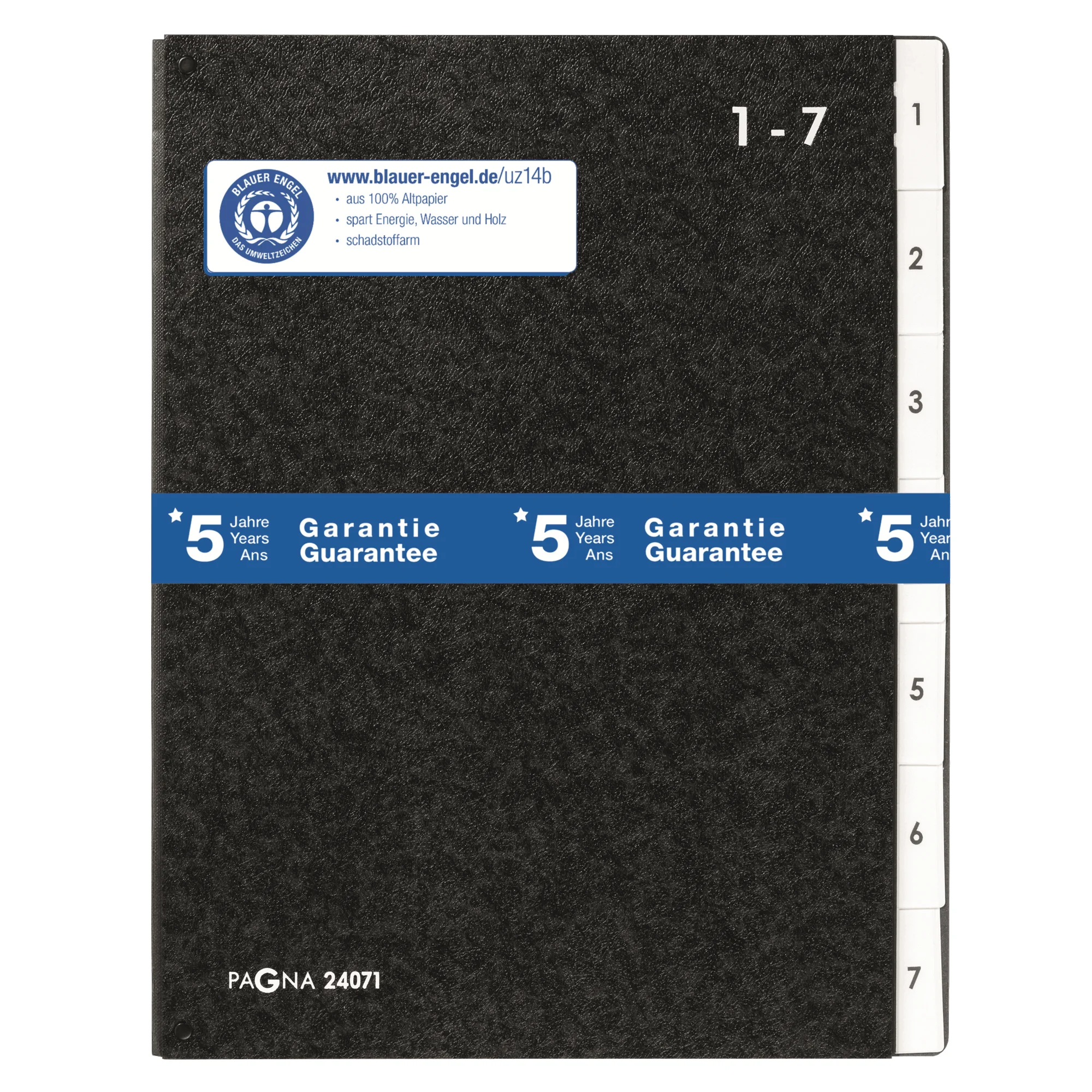 PAGNA Pultordner, DIN A4, 7 Fächer, 1 - 7, schwarz (EAN: 4013951001039)