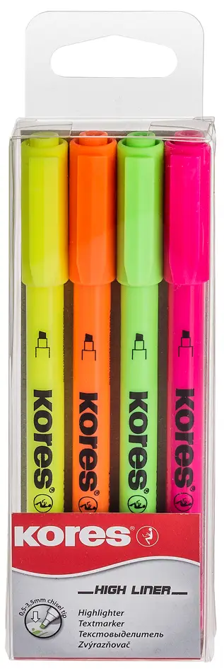 Kores Textmarker-Pen, Keilspitze: 0,5 - 3,5 mm, 4er Etui (EAN: 9023800362407)